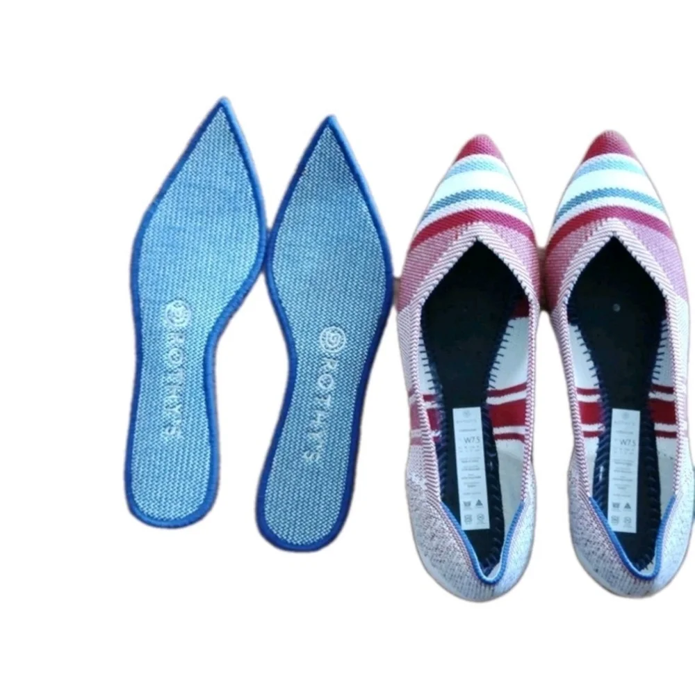 Rothys WomenThePoints Flats Limited RWB Stripes Shoes W7.5 #Memorialday Fit - Picture 6 of 8